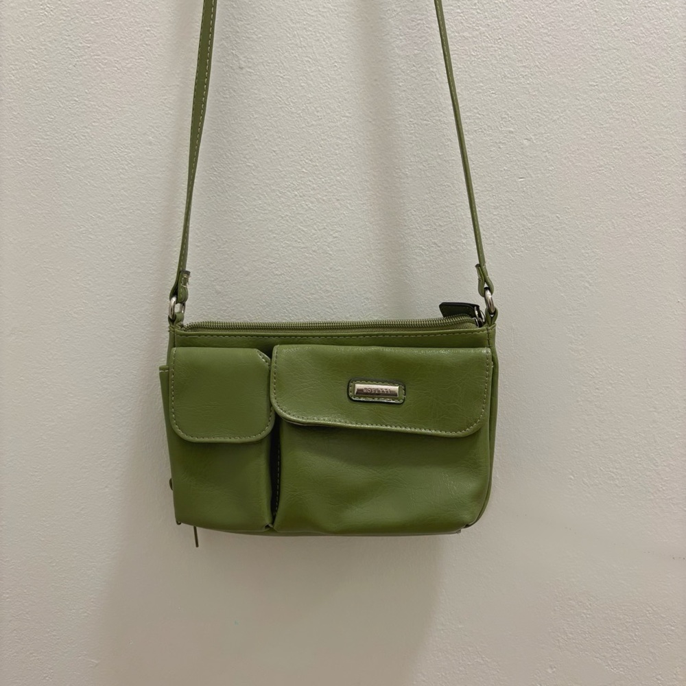 Green Leather Rosetti Crossbody Bag